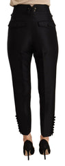 Dsquared² Black Button Embellished Cropped High Waist Pants -   -  Dsquared².