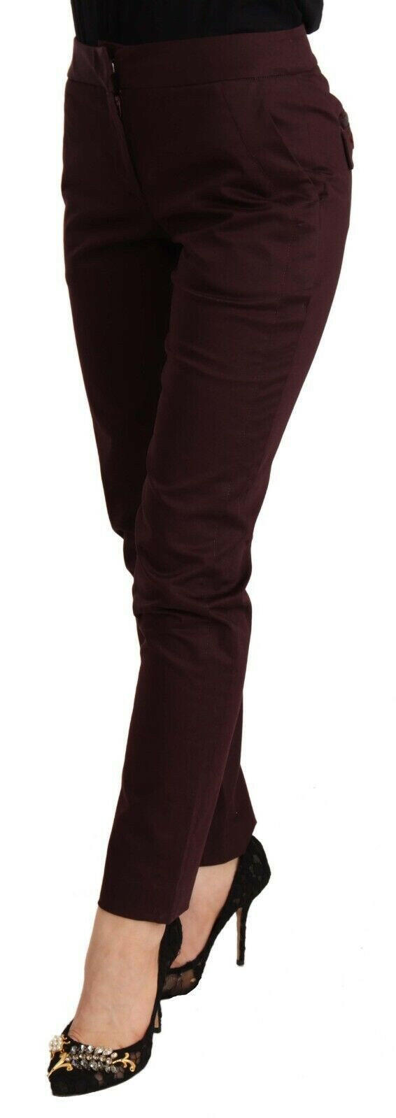 Just Cavalli Maroon Mid Waist Skinny Women Trouser Pants -   -  Just Cavalli.