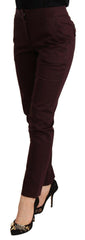 Just Cavalli Maroon Mid Waist Skinny Women Trouser Pants -   -  Just Cavalli.