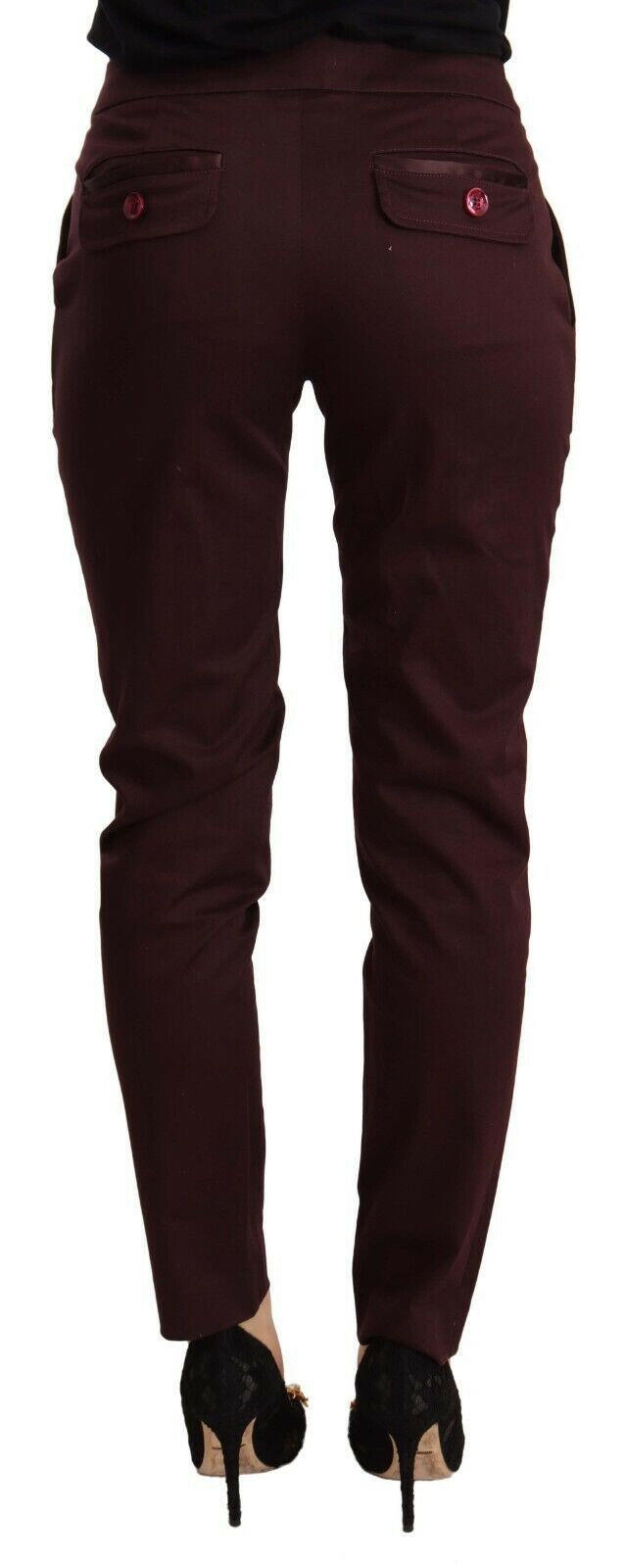 Just Cavalli Maroon Mid Waist Skinny Women Trouser Pants -   -  Just Cavalli.
