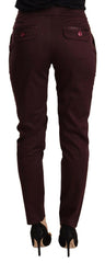 Just Cavalli Maroon Mid Waist Skinny Women Trouser Pants -   -  Just Cavalli.