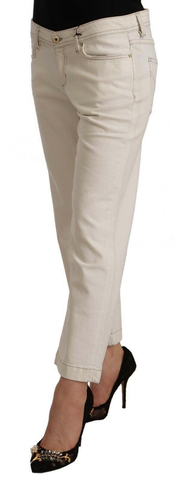 Dolce & Gabbana Off White Cotton Flared Cropped Denim Jeans -   -  Dolce & Gabbana.