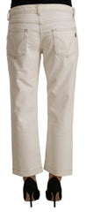 Dolce & Gabbana Off White Cotton Flared Cropped Denim Jeans -   -  Dolce & Gabbana.