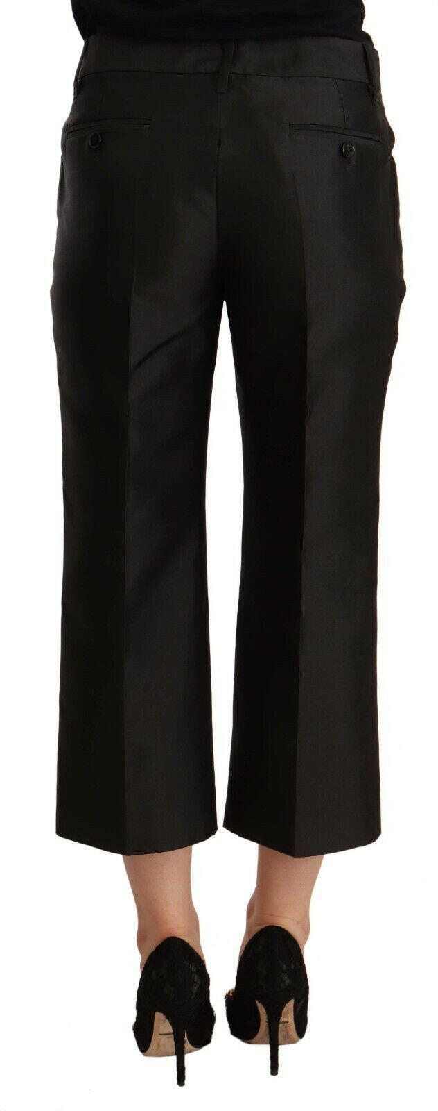 Dolce & Gabbana Black 100% Silk Flared Cropped Pants -   -  Dolce & Gabbana.