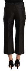 Dolce & Gabbana Black 100% Silk Flared Cropped Pants -   -  Dolce & Gabbana.
