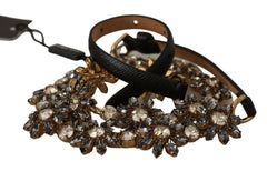 Dolce & Gabbana Black Daisy Crystal Dauphine Texture Belt -   -  Dolce & Gabbana.