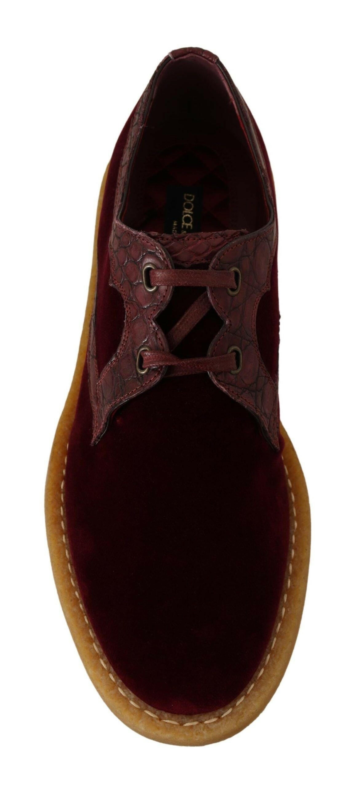 Dolce & Gabbana Bordeaux Velvet Exotic Leather Shoes -   -  Dolce & Gabbana.