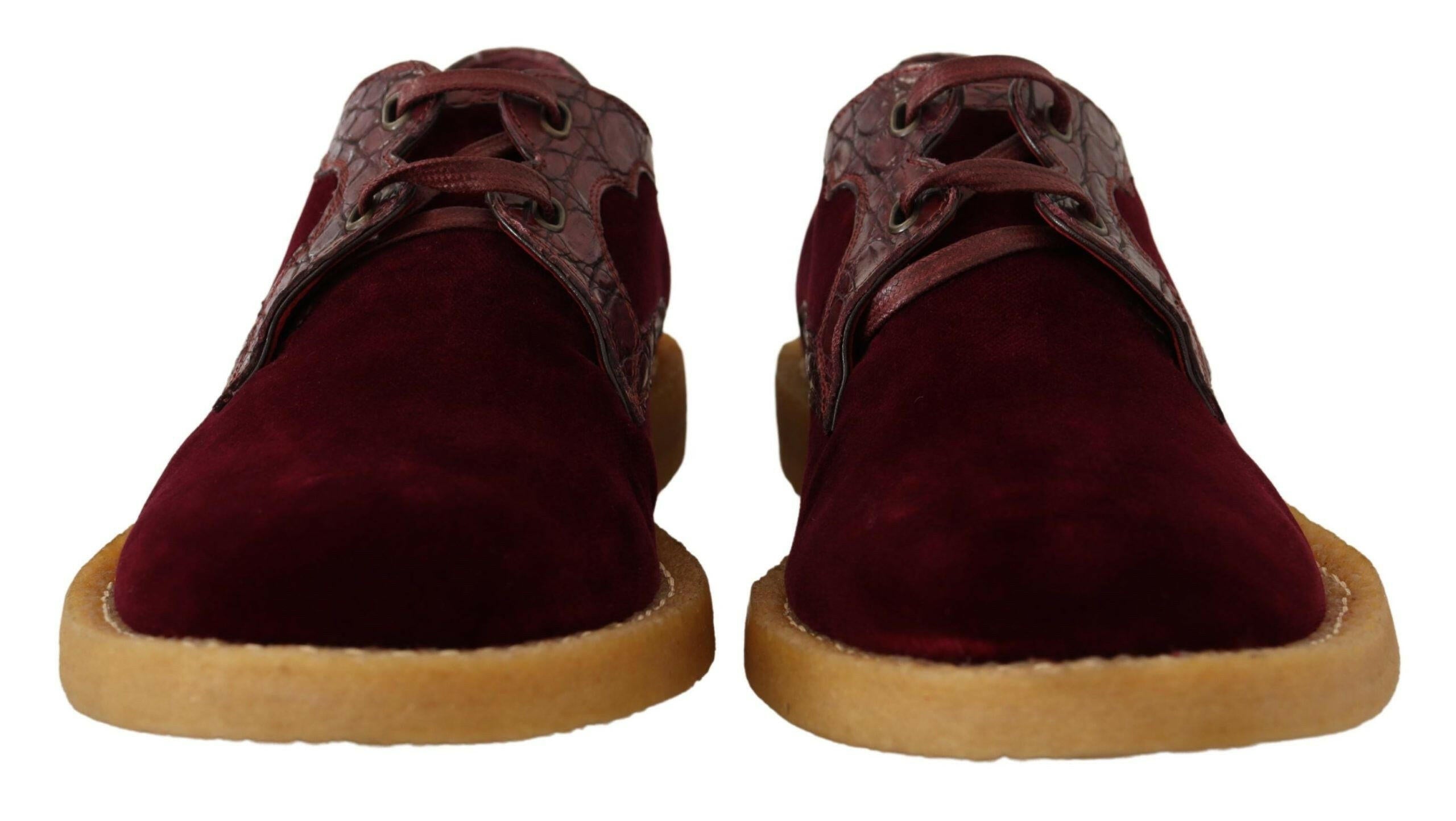 Dolce & Gabbana Bordeaux Velvet Exotic Leather Shoes -   -  Dolce & Gabbana.