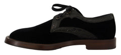 Dolce & Gabbana Black Velvet Exotic Leather Shoes -   -  Dolce & Gabbana.
