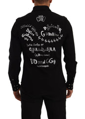 Dolce & Gabbana Black Slim Cotton Denim Stretch Shirt -   -  Dolce & Gabbana.