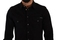 Dolce & Gabbana Black Slim Cotton Denim Stretch Shirt -   -  Dolce & Gabbana.