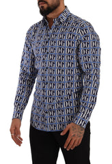 Dolce & Gabbana Blue Logo Mania Slim Fit Cotton Shirt -   -  Dolce & Gabbana.