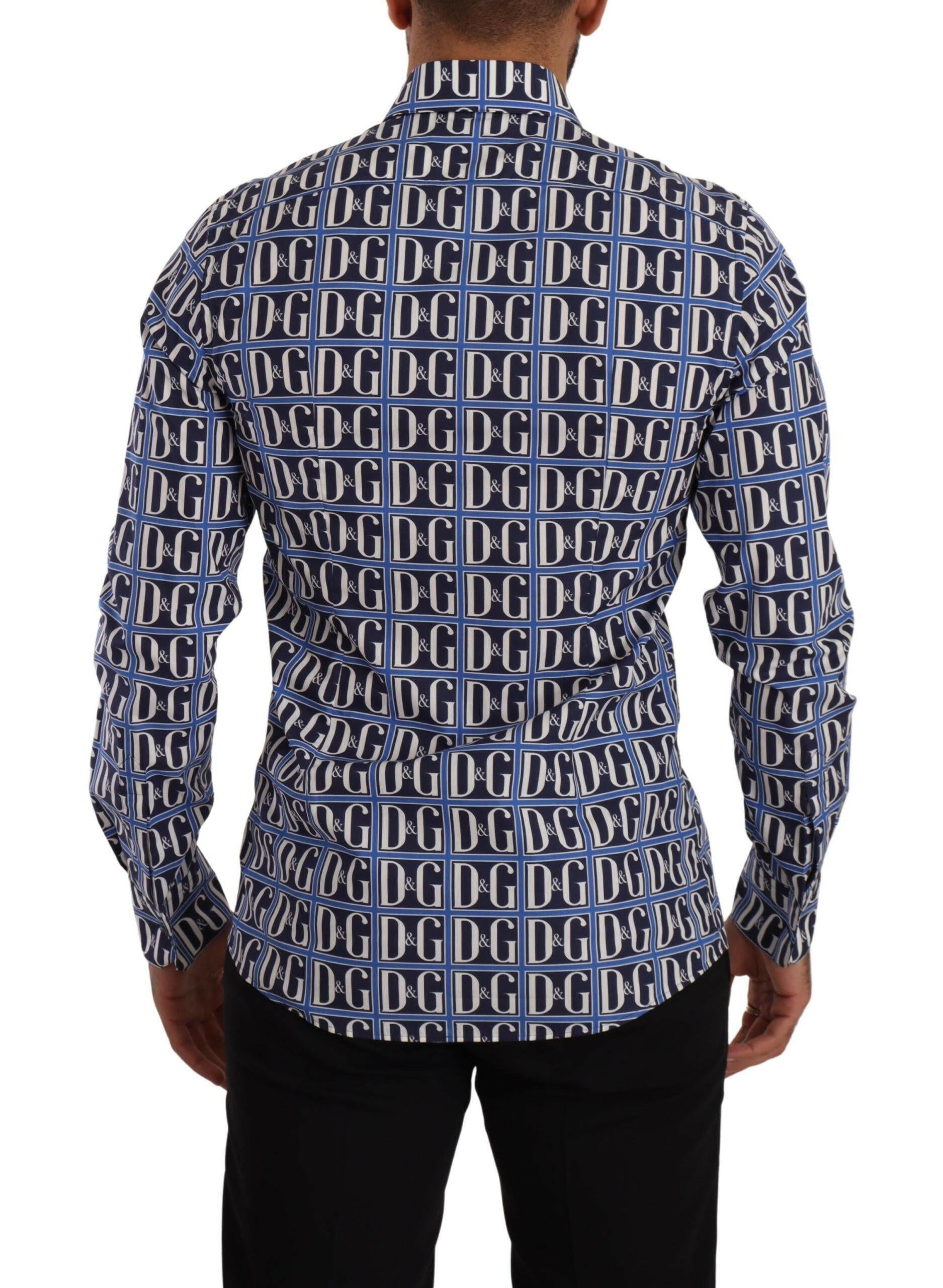 Dolce & Gabbana Blue Logo Mania Slim Fit Cotton Shirt -   -  Dolce & Gabbana.