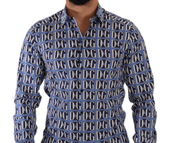 Dolce & Gabbana Blue Logo Mania Slim Fit Cotton Shirt -   -  Dolce & Gabbana.