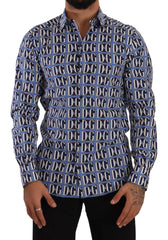 Dolce & Gabbana Blue Logo Mania Slim Fit Cotton Shirt -   -  Dolce & Gabbana.