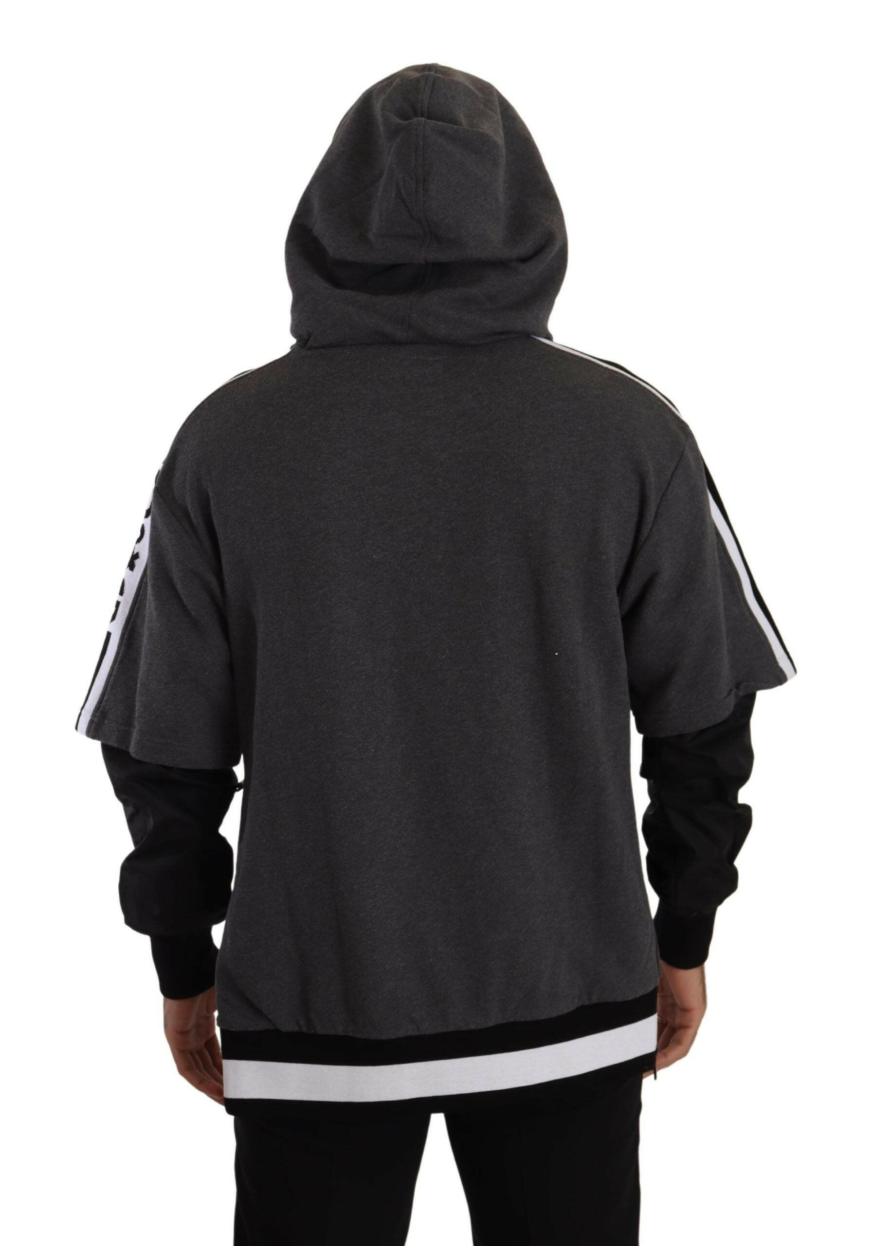 Dolce & Gabbana Gray Black Cotton Hooded #DGMILLENNIALS Sweater -   -  Dolce & Gabbana.