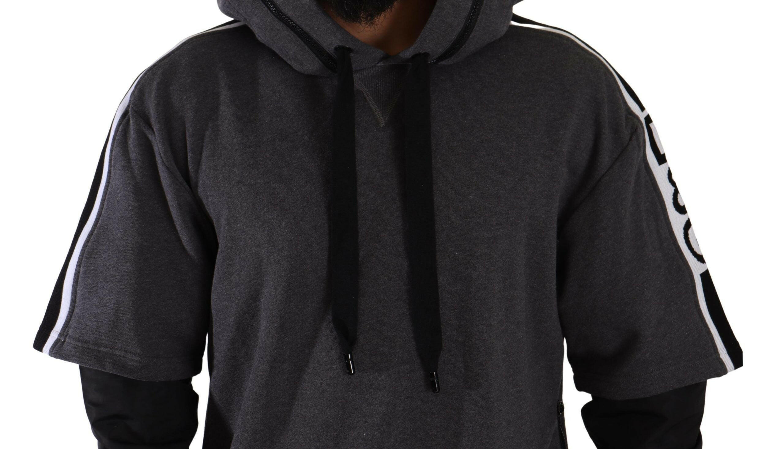 Dolce & Gabbana Gray Black Cotton Hooded #DGMILLENNIALS Sweater -   -  Dolce & Gabbana.