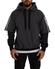 Dolce & Gabbana Gray Black Cotton Hooded #DGMILLENNIALS Sweater -   -  Dolce & Gabbana.