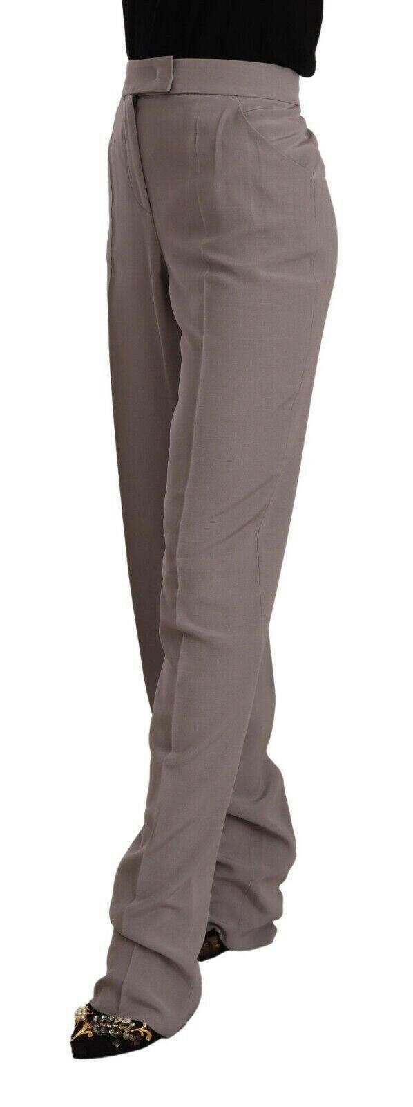 Armani Brown High Waist Silk Tapered Long Pants -   -  Armani.