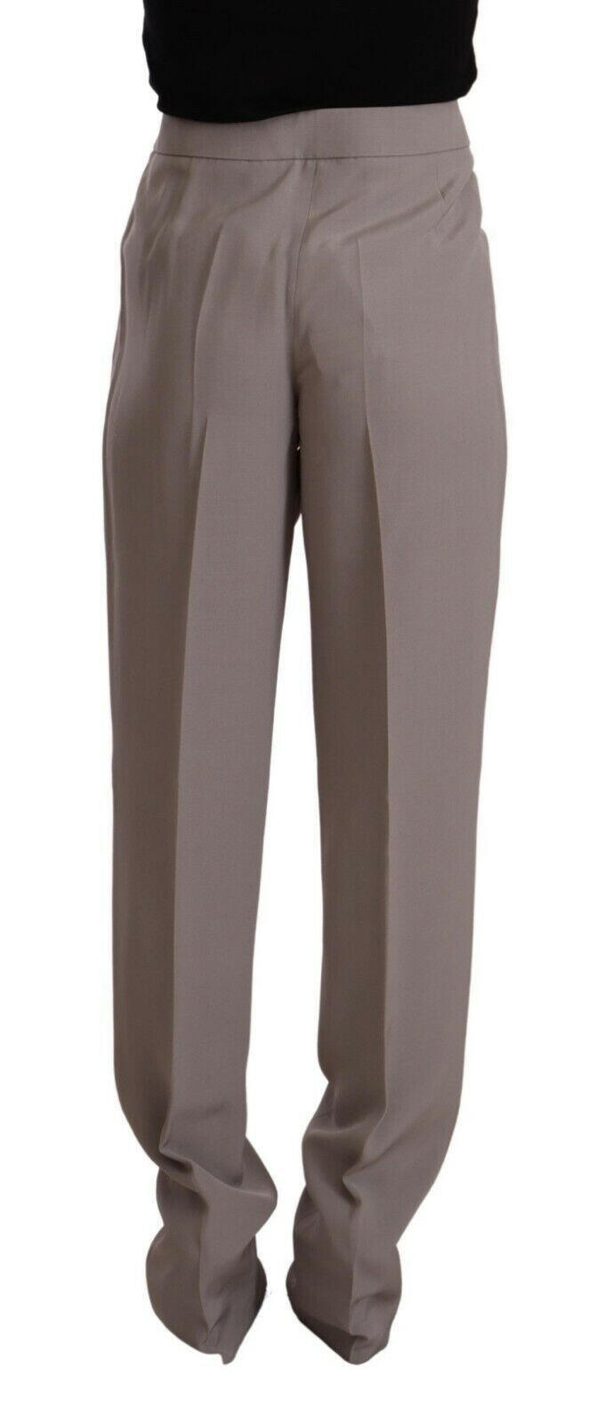 Armani Brown High Waist Silk Tapered Long Pants -   -  Armani.