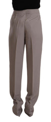 Armani Brown High Waist Silk Tapered Long Pants -   -  Armani.