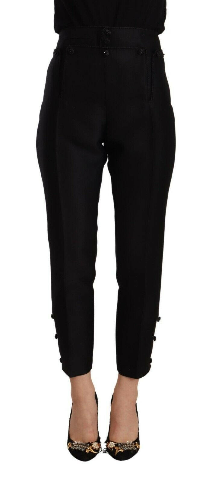 Dsquared² Black Wool High Waist Skinny Women Pants -   -  Dsquared².