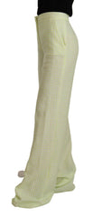 MSGM Yellow Green Cotton High Waist Straight Long Pants -   -  MSGM.