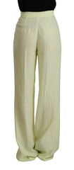 MSGM Yellow Green Cotton High Waist Straight Long Pants -   -  MSGM.