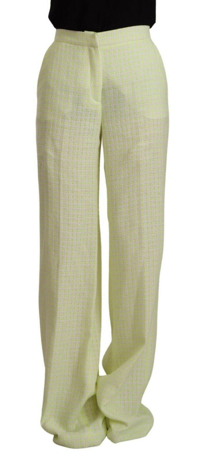 MSGM Yellow Green Cotton High Waist Straight Long Pants -   -  MSGM.