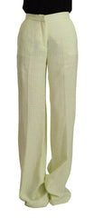 MSGM Yellow Green Cotton High Waist Straight Long Pants -   -  MSGM.