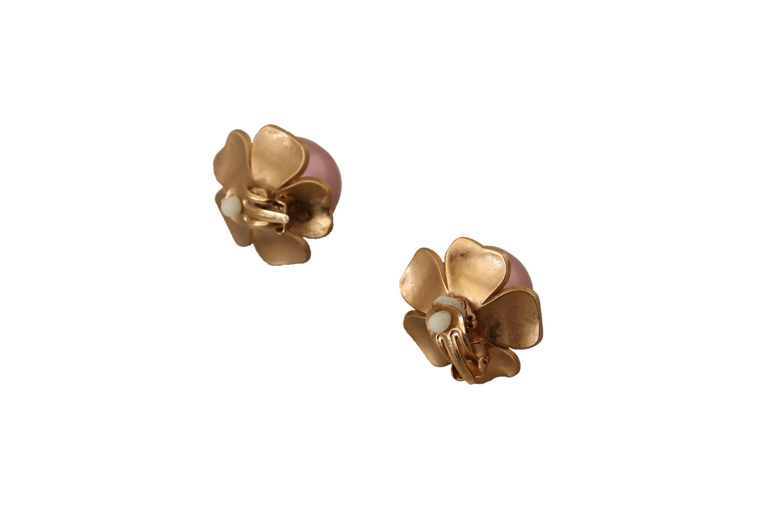 Dolce & Gabbana Gold Tone Maxi Faux Pearl Floral Clip-on Jewelry Earrings -   -  Dolce & Gabbana.