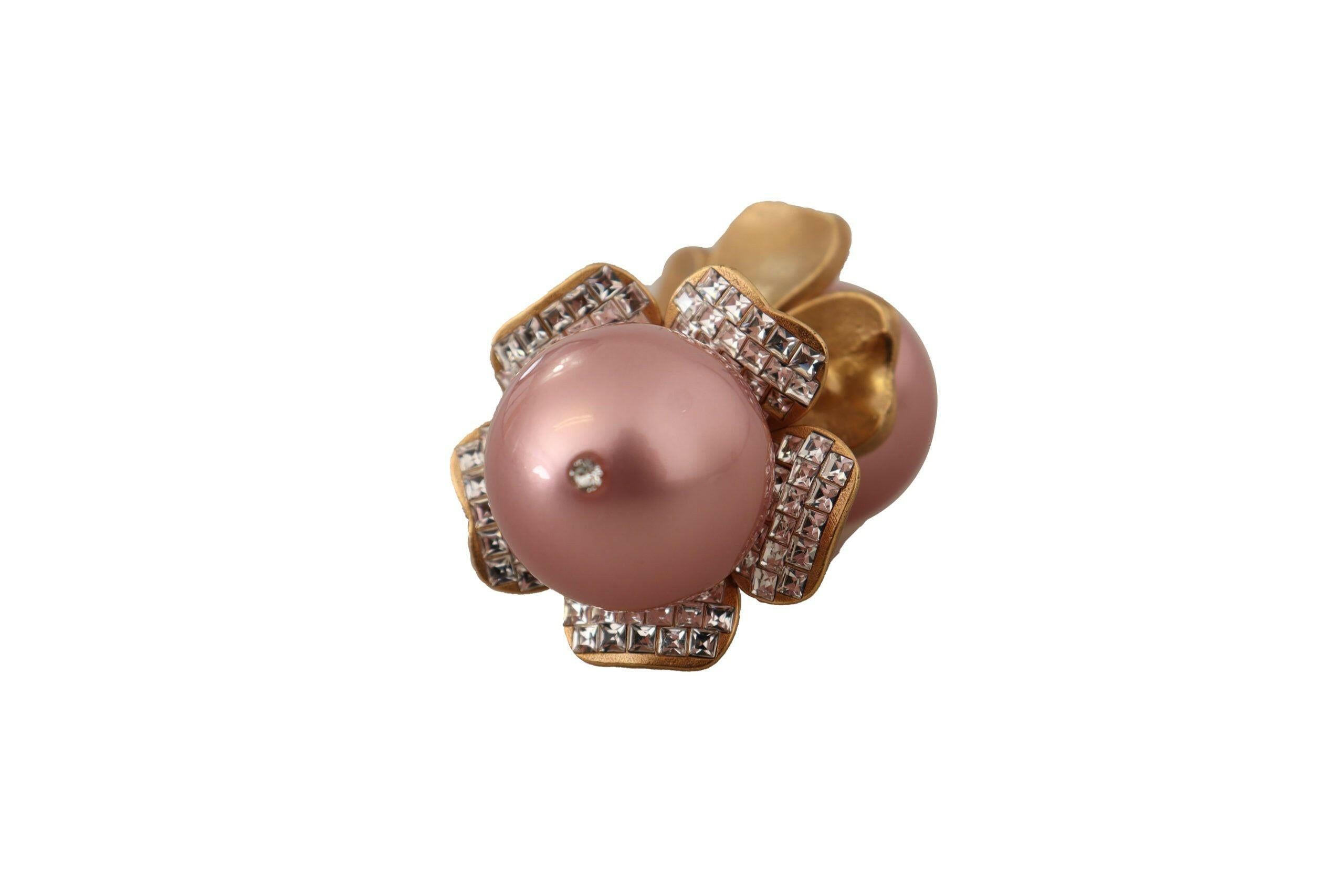 Dolce & Gabbana Gold Tone Maxi Faux Pearl Floral Clip-on Jewelry Earrings -   -  Dolce & Gabbana.