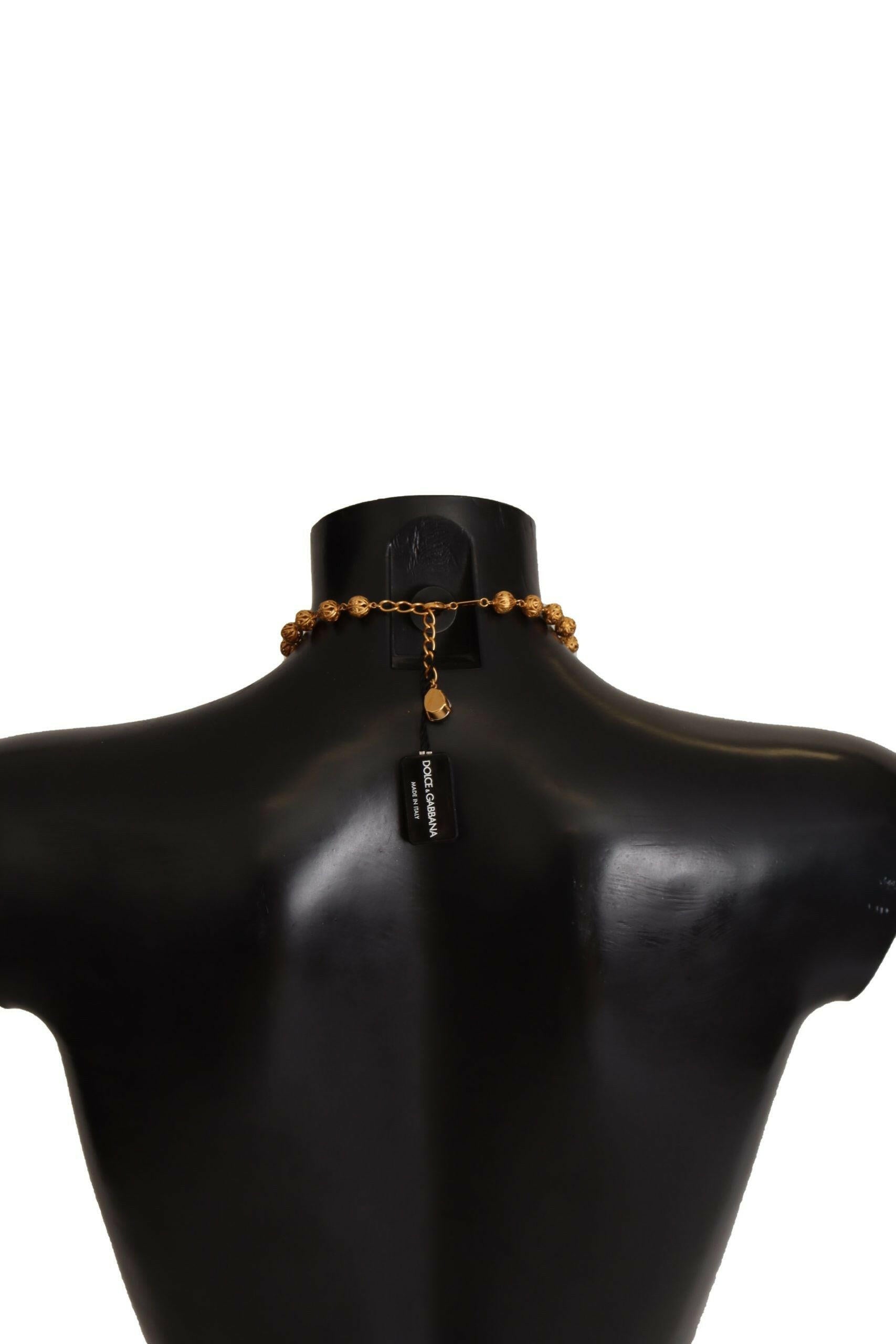 Dolce & Gabbana Gold Brass Carretto Sicily Statement Crystal Chain Necklace -   -  Dolce & Gabbana.