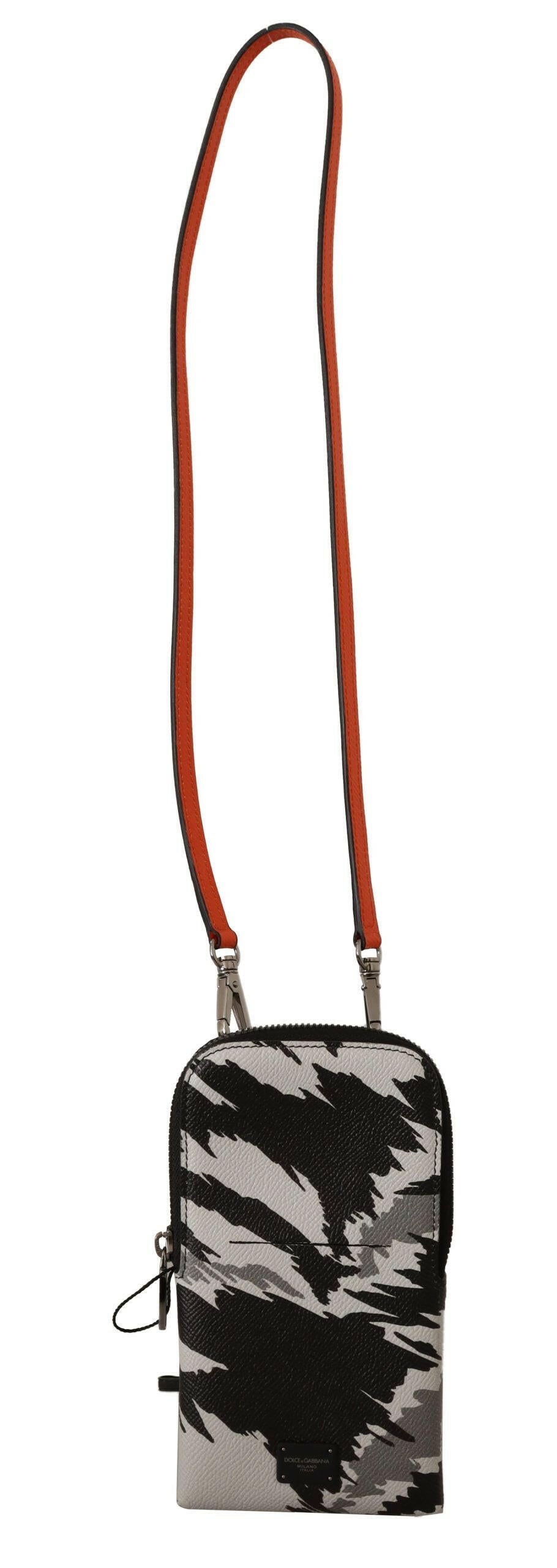 Dolce & Gabbana Gray Leather Cross Body Neck Strap Card Pocket Wallet -   -  Dolce & Gabbana.