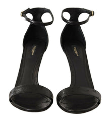 Dolce & Gabbana Black Ostrich Ankle Strap Heels Sandals Shoes -   -  Dolce & Gabbana.