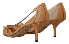 Dolce & Gabbana Peach Mesh Leather Chains Heels Pumps Shoes -   -  Dolce & Gabbana.