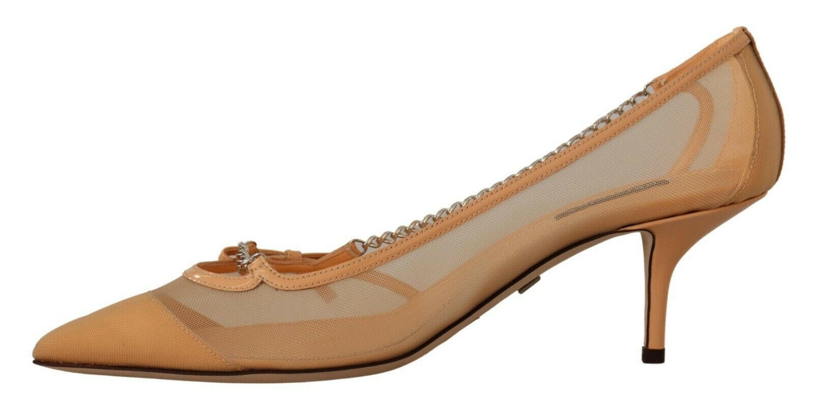 Dolce & Gabbana Peach Mesh Leather Chains Heels Pumps Shoes -   -  Dolce & Gabbana.