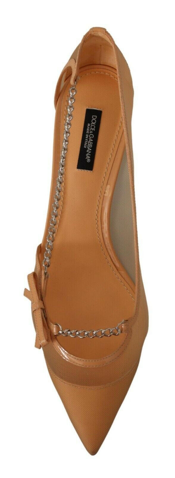 Dolce & Gabbana Peach Mesh Leather Chains Heels Pumps Shoes -   -  Dolce & Gabbana.