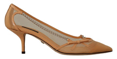 Dolce & Gabbana Peach Mesh Leather Chains Heels Pumps Shoes -   -  Dolce & Gabbana.