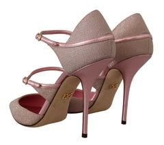 Dolce & Gabbana Pink Glittered Strappy Sandals Mary Jane Shoes -   -  Dolce & Gabbana.