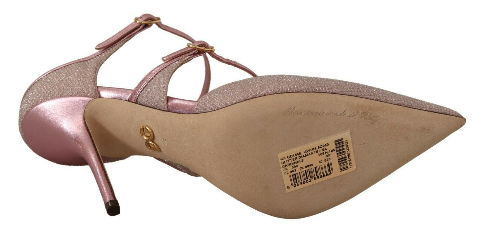 Dolce & Gabbana Pink Glittered Strappy Sandals Mary Jane Shoes -   -  Dolce & Gabbana.