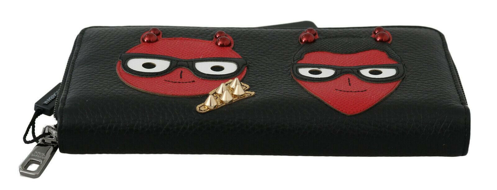 Dolce & Gabbana Black Red Leather #DGFAMILY Zipper Continental Wallet -  Leather Wallet for Men -  Dolce & Gabbana.