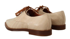 Dolce & Gabbana White Eel Leather Lace Up Formal Flats Shoes -   -  Dolce & Gabbana.