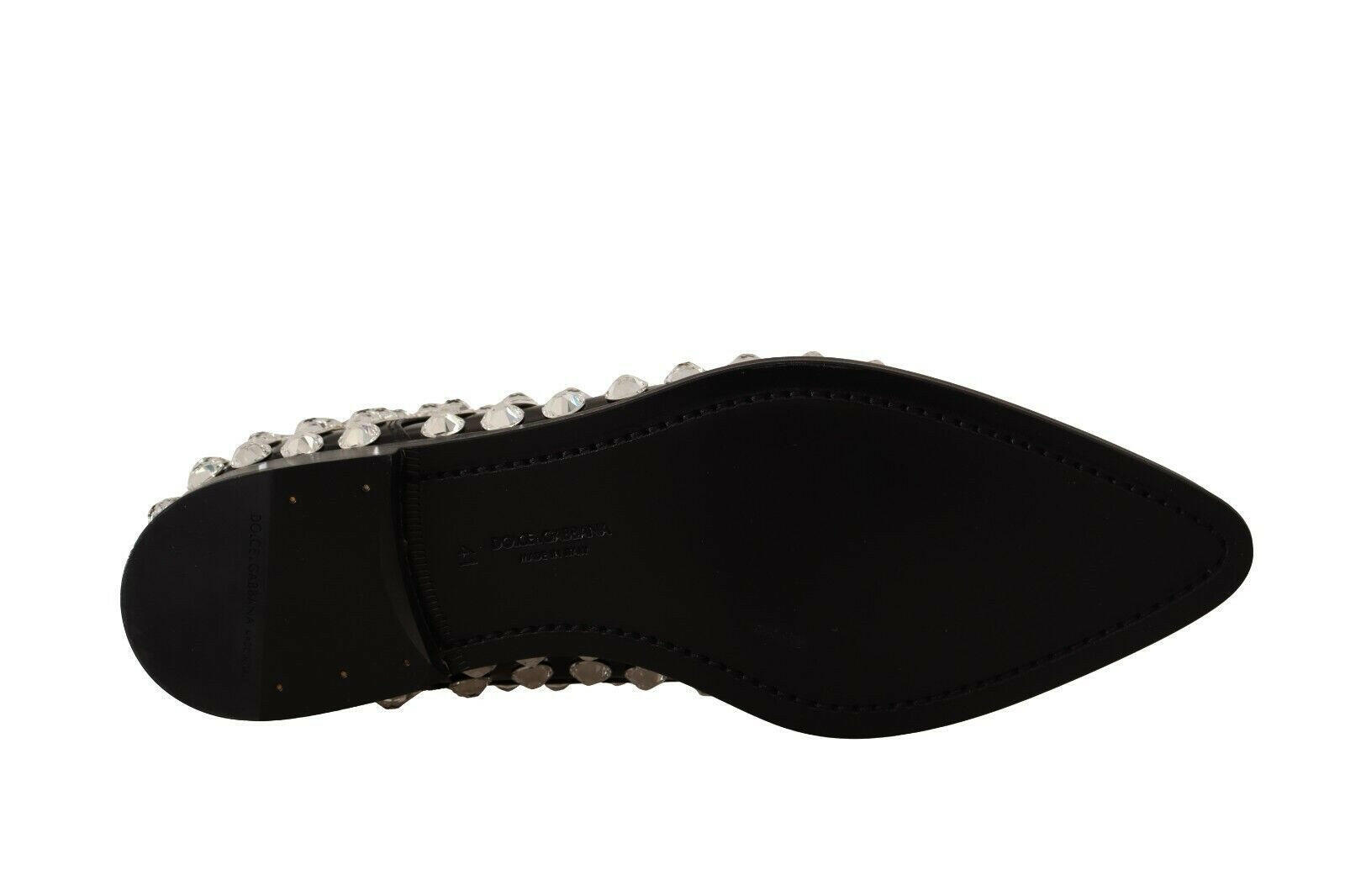 Dolce & Gabbana Black Leather Crystals Lace Up Formal Shoes -   -  Dolce & Gabbana.