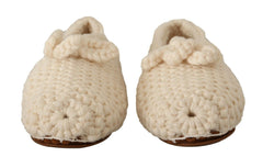 Dolce & Gabbana White Slip On Ballerina Flats Wool Knit Shoes -   -  Dolce & Gabbana.