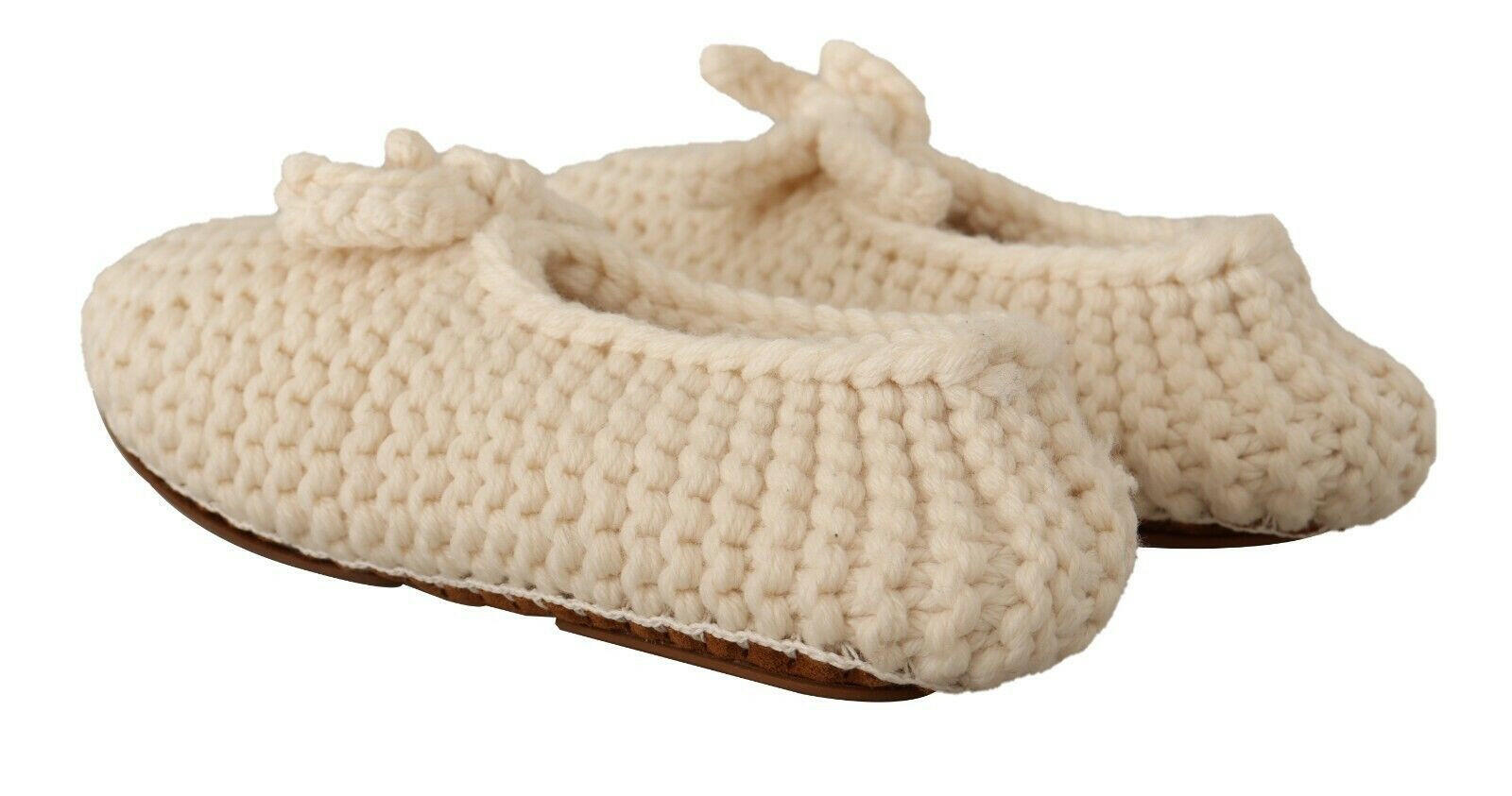 Dolce & Gabbana White Slip On Ballerina Flats Wool Knit Shoes -   -  Dolce & Gabbana.