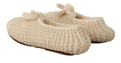 Dolce & Gabbana White Slip On Ballerina Flats Wool Knit Shoes -   -  Dolce & Gabbana.