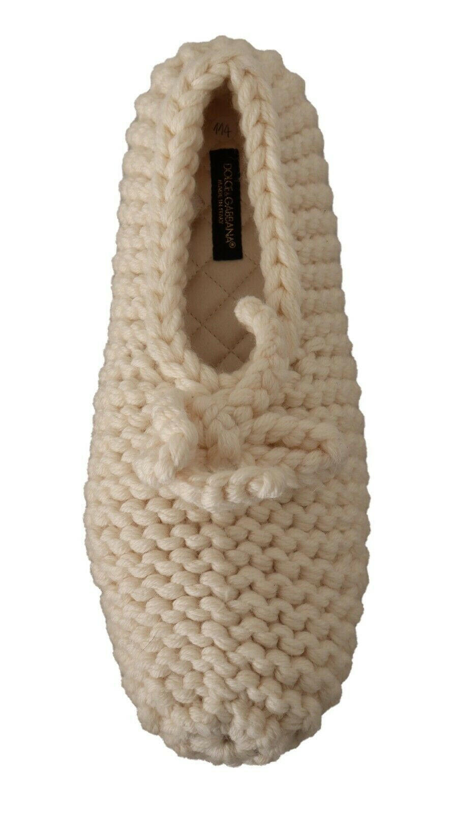 Dolce & Gabbana White Slip On Ballerina Flats Wool Knit Shoes -   -  Dolce & Gabbana.