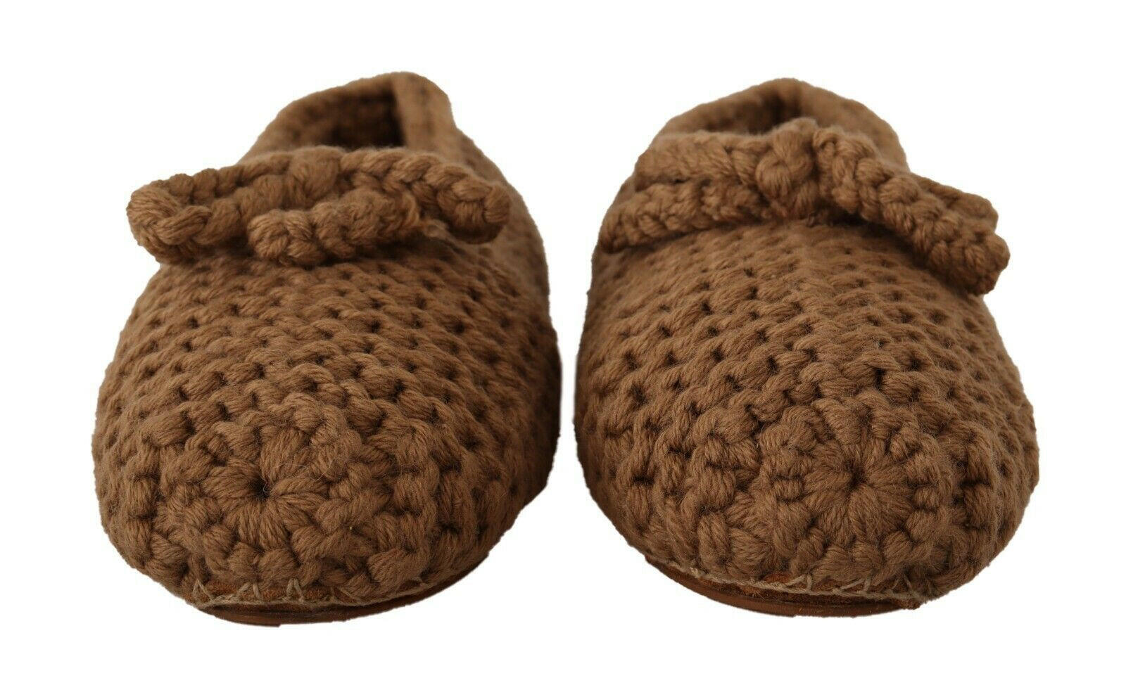 Dolce & Gabbana Brown Slip On Ballerina Flats Wool Knit Shoes -   -  Dolce & Gabbana.
