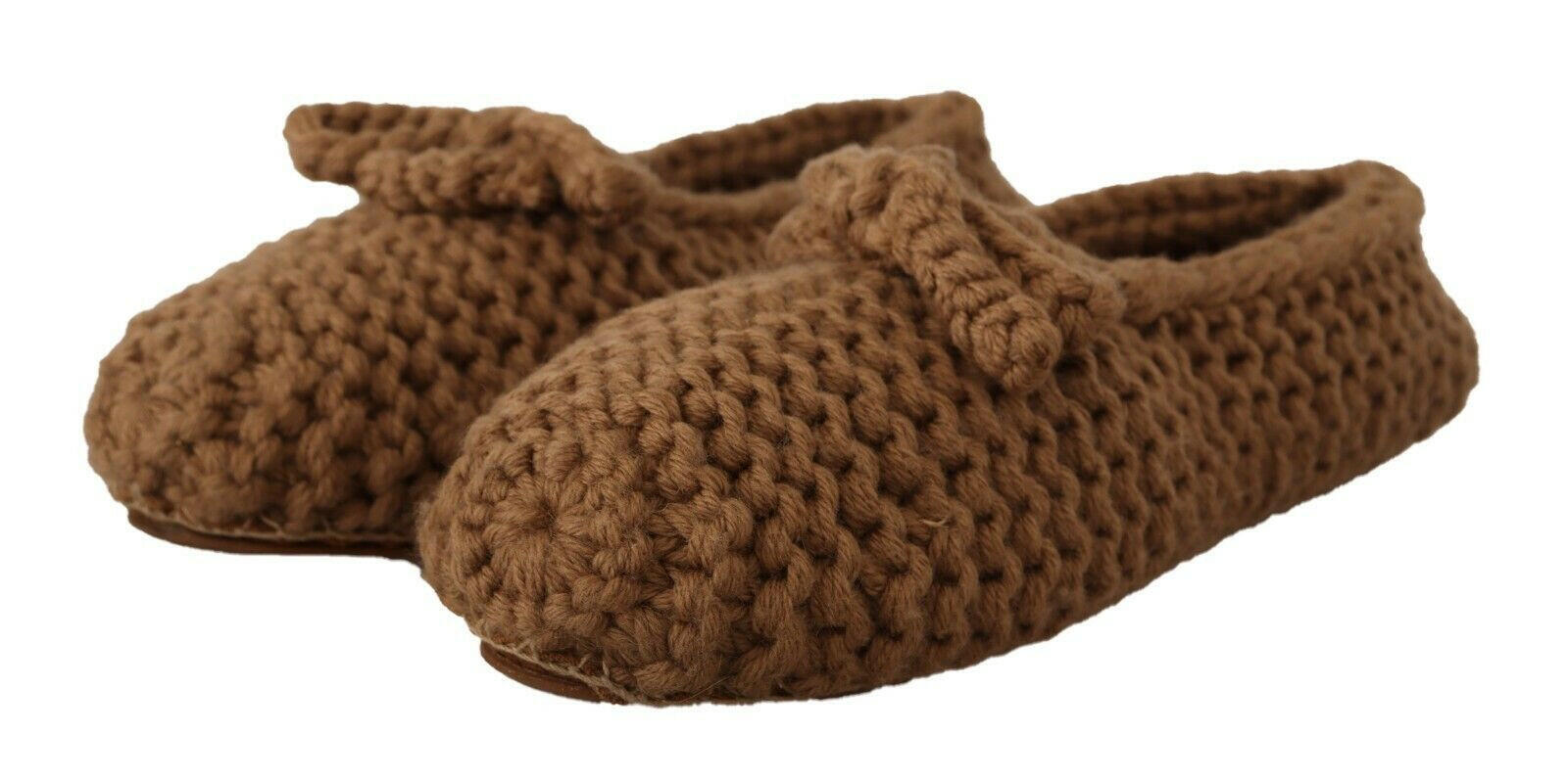Dolce & Gabbana Brown Slip On Ballerina Flats Wool Knit Shoes -   -  Dolce & Gabbana.